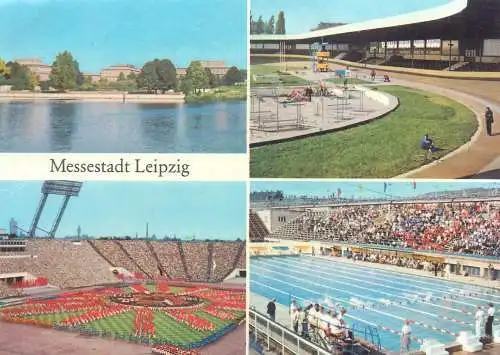 Postcard Germany Messestadt Leipzig multi view stadium