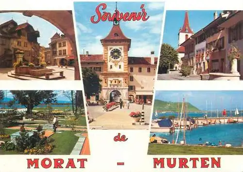 Mini-golf topical retated postcard Switzerland Morat Murten multi view
