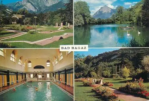 Mini-golf topical retated postcard Switzerland Bad Ragaz multi view