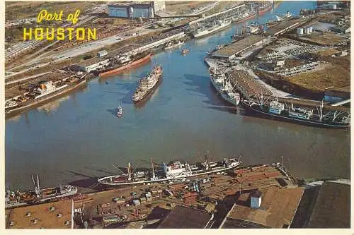 Postcard USA TX Houston port aerial view of ship 1984