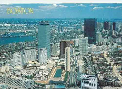 Postcard USA Boston MA Helicopter view of the Back Bay 1989