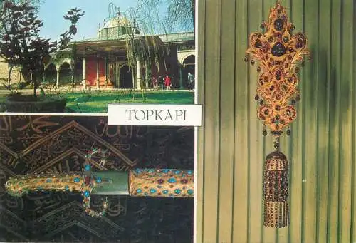 Postcard Turkey Istanbul Topkapi palace and Golden braces ruby emerald