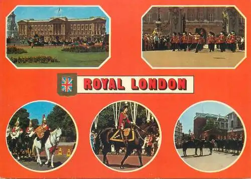 Postcard UK England London multi view soldier uniform Buckingham