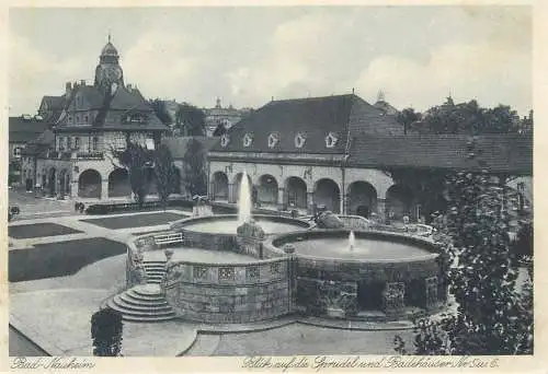 Postcard Germany Bad Nauheim fountain