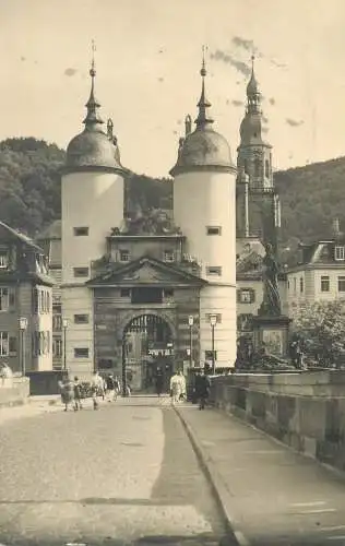 Postcard Germany Heidelberg gate castle