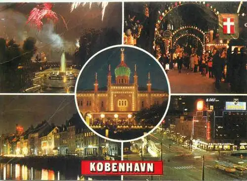 several nocturnal aspects Copenhagen Denmark Post card