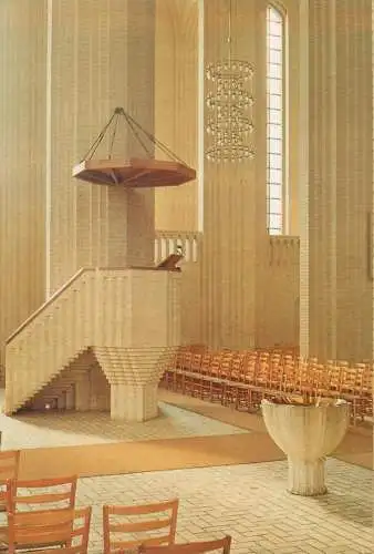 Postcard Denmark Copenhagen Grundtvig's Church inner view