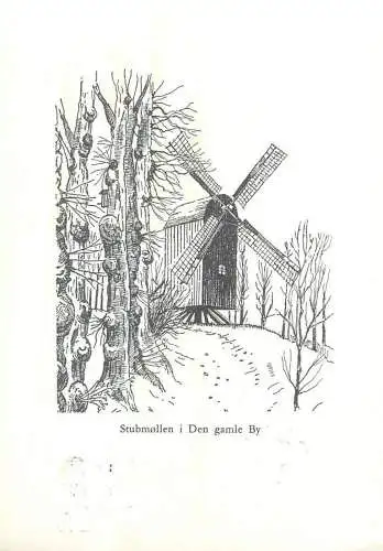 Postcard Denmark The Post Mill in the Old Town drawing