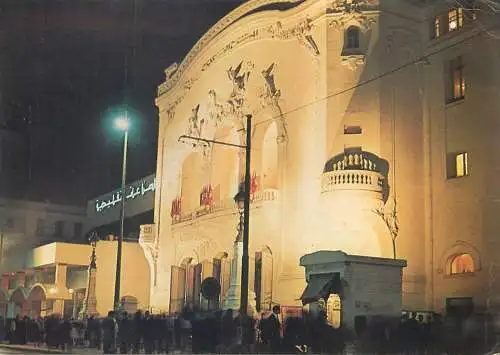 Postcard Tunisia Tunis Municipal Theatre night view