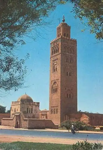 Postcard Morocco Marrakech Koutoubia Mosque and the Marabout