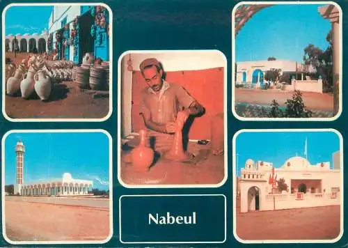 Post card Tunisia Nabeul several aspects multi view