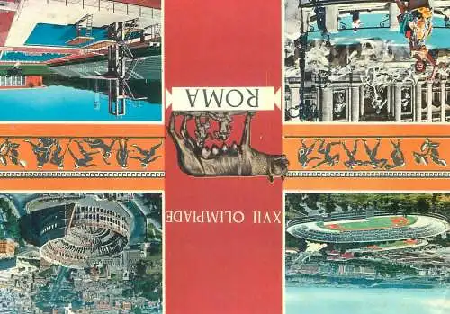 Postcard Italy Roma Olympic Games XVII edition multi view