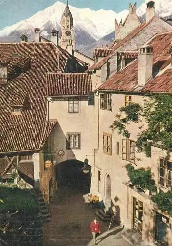 Postcard Italy South Tyrol Merano old city detail view