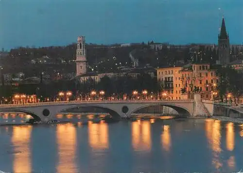 Postcard Italy Verona nocturnal cityscape