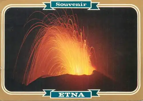 souvenir Postcard Italy Etna volcanic eruption