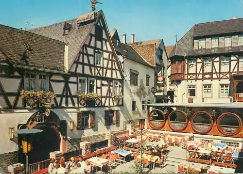 Postcard Germany Rudesheim am Rhein Romantik Frohsinn-Edelwein Drosselgasse