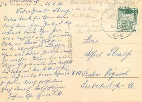 Postcard Germany Gelnhausen general view