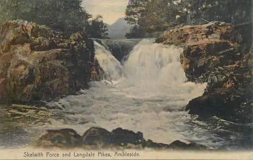 Postcards Uk Skelwith Force, Cumbria, Langdale Pikes