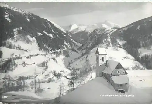 Postcards Austria Tirol Aus Gries church winter landscape