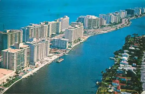 Postcards USA Fl Florida ocean front Miami beach 1974 aerial