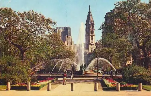 Postcards USA Philadelphia Logan circle 1965