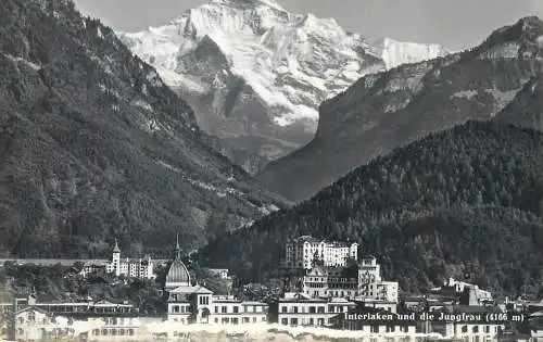 Postcards Switzerland Interlaken und die Jungfrau 1957