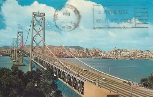 Postcards USA Ca San Francisco Oakland Bay Bridge 1965