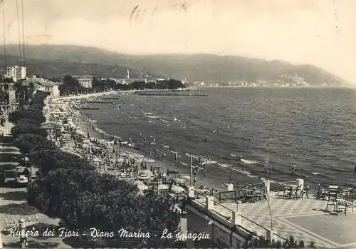 Postcards Italy Riviera dei Fiori Diana Marina la spiaggia