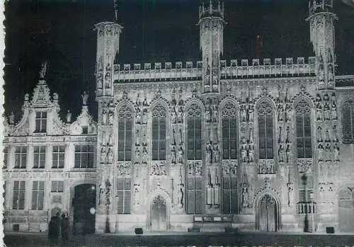 Postcards Belgium Bruges illumination de la chancellerie et hotel de bille