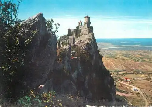 Postcard San Marino the first tower and panorama 1958