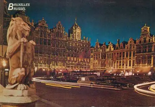Postcard Belgium Bruxelles city hall night view