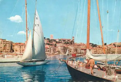 Postcard France Cannes un coin du Port et le Suquet 1957