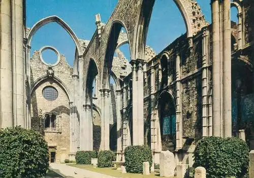 Postcard Portugal Carmelite monastery  ruins historical landmark