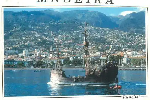 Post card Portugal Madeira Funchal historical sailing vessel