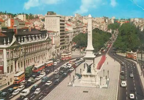 Post card Portugal Lisboa The Restorers Square and Liberty Avenue overview