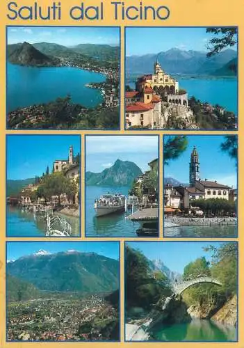Post card Switzerland Greetings from Ticino multi view