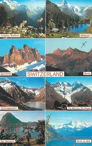 Postcard Switzerland Swiss mountains several views