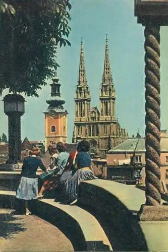 Postcard Croatia Zagreb Strossmayer Promenade