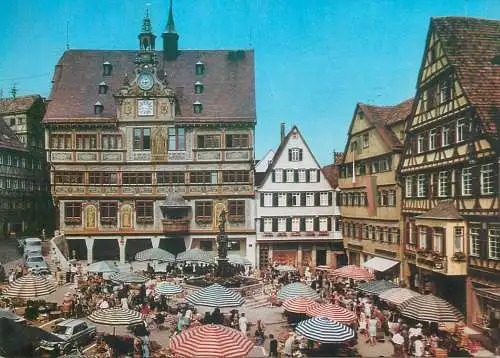 Postcard Germany Universitatsstadt Tubingen Markplatz mit Rathaus