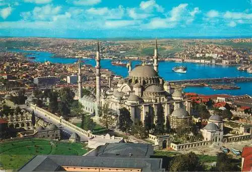 Postcard Turkey Istanbul Golden Horn and the Mosque of Soliman the Magnificent panoramic cityscape