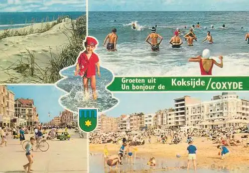 Postcard Belgium Coxyde-bains beach view