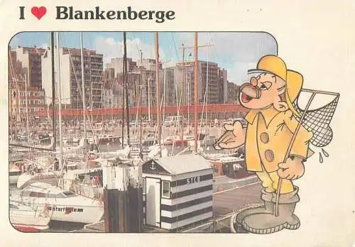 Postcard Belgium i love Blankenberge fisher boats