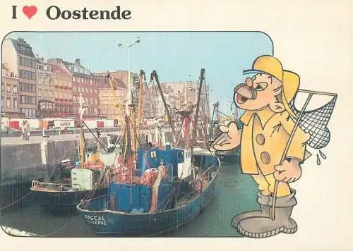 Postcard Belgium i love Oostende ship