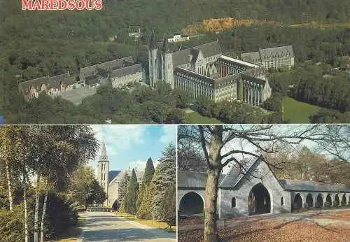 Postcard Belgium abbaye de Maredsous multi view aerial view