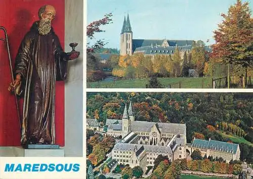 Postcard Belgium abbaye de Maredsous multi view aerial view