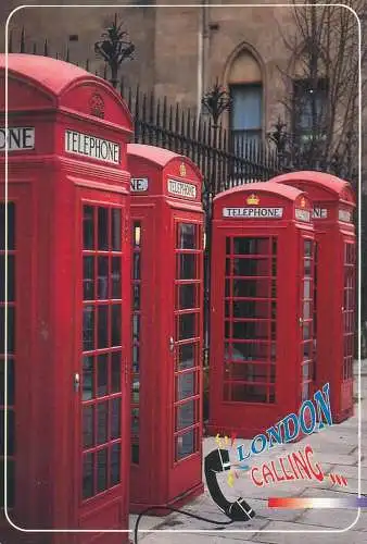 Postcard England London typical red phone booths