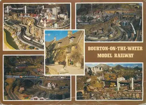 Postcard Engalnd Bourton-on-the-water model railway multi view