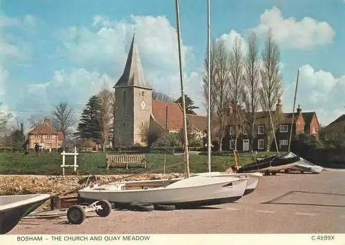 Postcard England Bosham West Sussex - the Church and the Quay Meadow