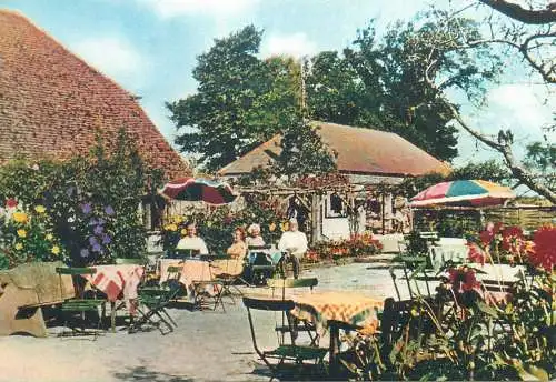 Postcard England tea garden restaurant Drusillas near Alfriston Sussex