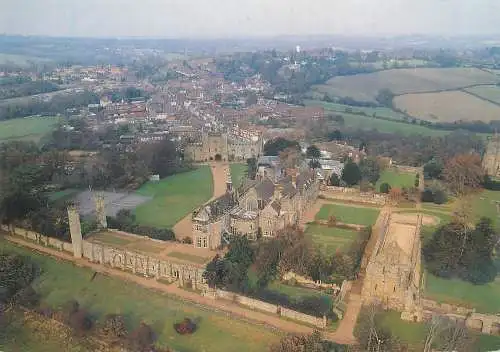 Postcard England Battle Abbey East Sussex aerial view